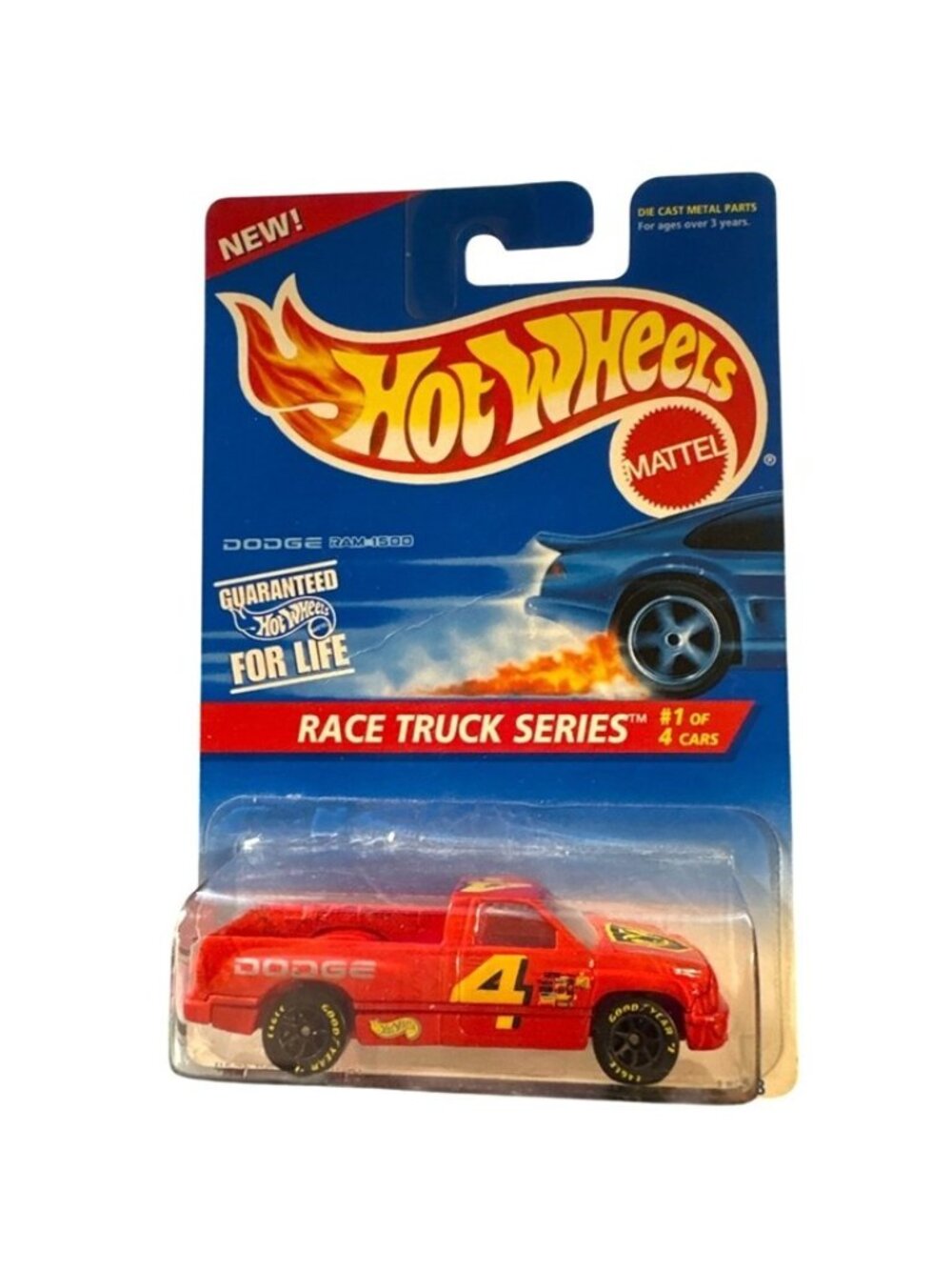 Vintage Die Cast Hot Wheels Dodge Ram 1500 Race Red Truck Series 1/4 Red 15208